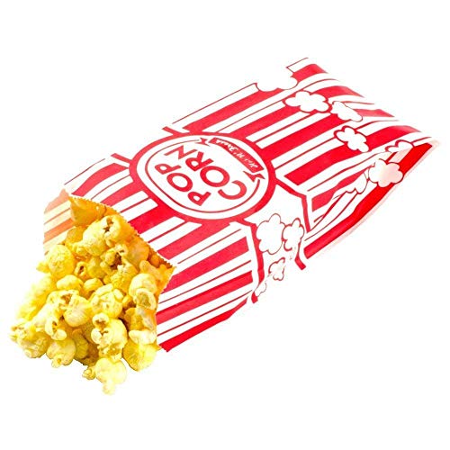 Carnival King Paper Popcorn Bags, Red/White, 100 Count (Pack of 1)