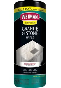 weiman granite cleaner and polish – 30 wipes – for granite marble soapstone quartz quartzite slate limestone corian laminate tile countertop and more (pack of 1)