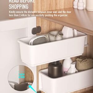 Baffect 2 pcs Under Sink Organizers Pull Out Cabinet Organizer Slide Out Plastic Storage Drawers Sliding Basket for Kitchen Bathroom Undersink (White)