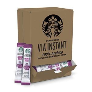 starbucks via instant coffee—dark roast coffee—french roast—100% arabica—1 box (50 packets)
