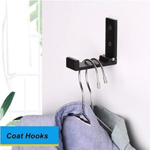 Folding Coat Hooks, 5Pcs Wall Hooks for Hanging Coat Towel Hooks Hardware Heavy Duty Aluminum Alloy Headphone Holder Hooks No Rust Wall Mounted with Screws for Hat, Bags, Fitness Equipment (Black)