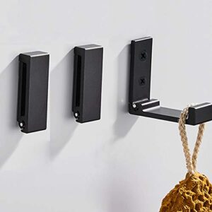 Folding Coat Hooks, 5Pcs Wall Hooks for Hanging Coat Towel Hooks Hardware Heavy Duty Aluminum Alloy Headphone Holder Hooks No Rust Wall Mounted with Screws for Hat, Bags, Fitness Equipment (Black)