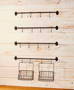 the lakeside collection wall rack for coffee mugs, tea cups with industrial pipe style – 6 pieces