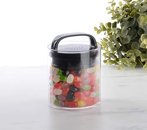 Prepara Evak Fresh Saver, Small-Short Airless Canister with Black handle, 0.5 Quart, Clear