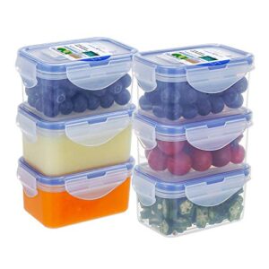 kigi [6 pack] 6.1oz airtight plastic food storage containers set, rectangular small storage boxes, microwave, freezer and dishwasher safe