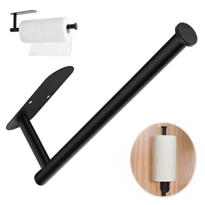 paper towel holder – under cabinet paper towel holder, matte black paper towel holder wall mount for kitchen, stainless steel towel roll holder – self-adhesive or drilling 