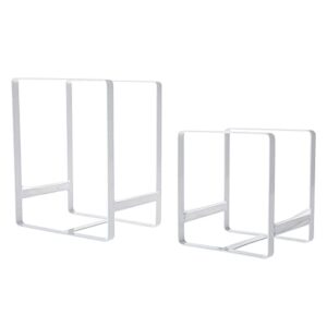 HighFree 2PCS Metal Vertical Plate Dish Holder Rack, White Vertical Plate Organizer for Kitchen Cabinets for RV Kitchen Cabinets Counter (L & S)