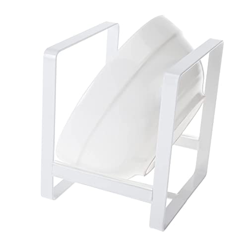 HighFree 2PCS Metal Vertical Plate Dish Holder Rack, White Vertical Plate Organizer for Kitchen Cabinets for RV Kitchen Cabinets Counter (L & S)