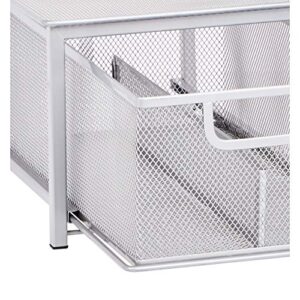 Amazon Basics Mesh Sliding Basket Drawer Storage Shelf Organizer, Silver