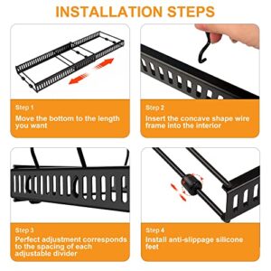 Pots and Pans Organizer,Expandable Pot Rack Organizer for Cabinet, Pot Lid Organizer Holder with 10 Adjustable Compartment Pans Holder for Kitchen Cabinet Cookware Baking Frying Rack Bake Ware Storage