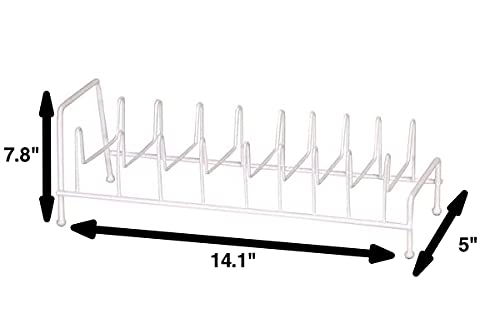 Rocky Mountain Goods Lid Rack for Pots and Pans - Kitchen Lid Rack Organizer - Holds up to 8 Lids - White Rustproof finish - Rubberized grip feet