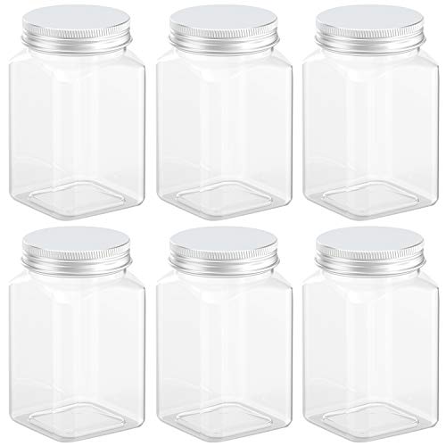 24 Ounce Clear Plastic Jars Storage Containers With Lids For Kitchen & Household Storage Airtight Container 6 PCS