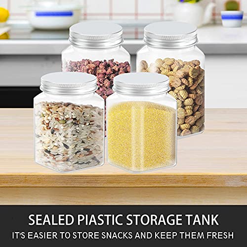 24 Ounce Clear Plastic Jars Storage Containers With Lids For Kitchen & Household Storage Airtight Container 6 PCS