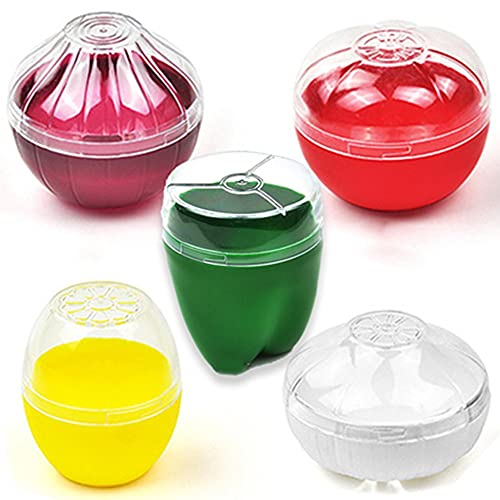 OUKEYI 5Pieces Fruit and Vegetable Storage Containers Reusable Refrigerator Box Storage Bowls Saver Holder Keeper for Green pepper, onion, Tomato, Lemon, and garlic ，Refrigerator Vegetable Crisper