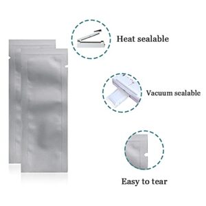 100 Pcs 1.37x3.3 inches Small Coffee Food Storage Heat Sealable 3.34mil Mylar Pure Foil Bag Vacuum Pouch for Sampling Packaging Aluminum Foil Package