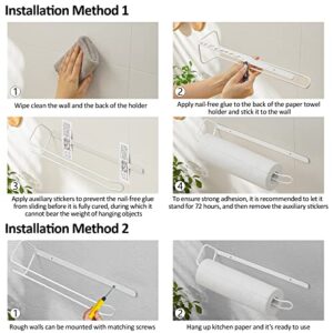 Poeland Paper Towel Holder, Wall Mount Paper Towel Rack, Nail-Free Glue Paper Towel Holder Under Cabinet for Kitchen, Bathroom, Pantry 2 Pack