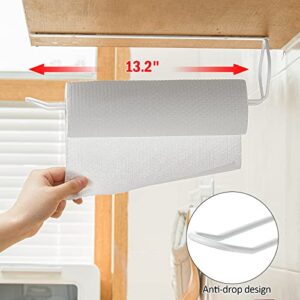 Poeland Paper Towel Holder, Wall Mount Paper Towel Rack, Nail-Free Glue Paper Towel Holder Under Cabinet for Kitchen, Bathroom, Pantry 2 Pack