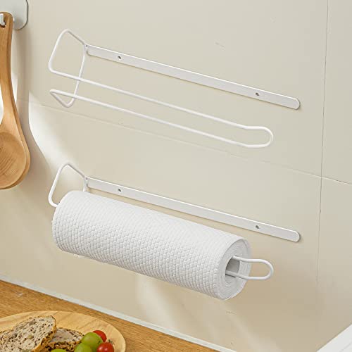 Poeland Paper Towel Holder, Wall Mount Paper Towel Rack, Nail-Free Glue Paper Towel Holder Under Cabinet for Kitchen, Bathroom, Pantry 2 Pack