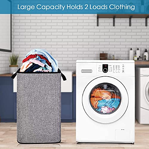 Large Laundry Hamper 84L, 24.5" Tall Collapsible Laundry Hamper with Sturdy Handles, Rectangular Dirty Clothes Hamper for Bathroom Bedroom, Durable Storage Basket for Clothes Toys (Bag Not Include)