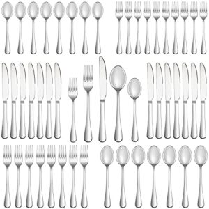 50 piece silverware set service for 10,premium stainless steel flatware set,mirror polished cutlery utensil set,durable home kitchen eating tableware set,include fork knife spoon set,dishwasher safe