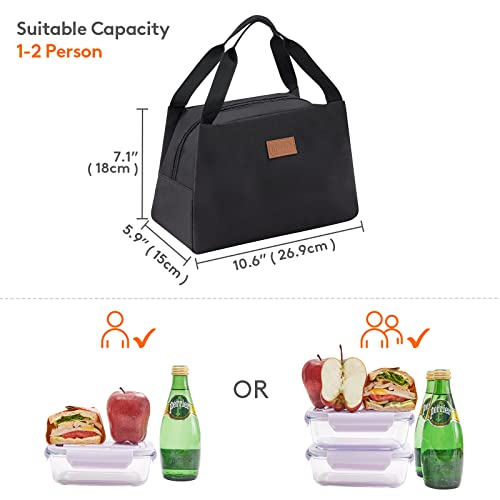 Lifewit Lunch Bag for Women Men, Insulated Lunch Box, Reusable Lunch Tote for Meal Prep, Work, School, Travel, Black