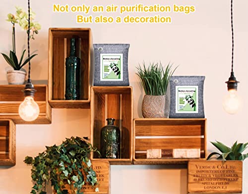 8 Pack Nature Fresh Bamboo Charcoal Air Purifying Bag, Activated Charcoal Bags Odor Absorber for Home Shoe Closet Gym Bag Fridge Pet Car Kitchen Large Room Smoke Drawer Refrigerator Strong Deodorizer Freshener Moisture Remover and Smell Eliminator