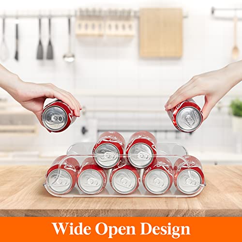 Lifewit 4pcs Soda Can Organizer for Refrigerator Kitchen Pantry Fridge Freezer Countertop Cabinet in Home, Office, Clear Plastic Beverage Drink Holder Rack, Each for 9 Pop Cans 355ml