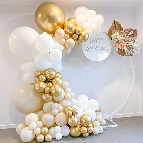 RUBFAC 129pcs Metallic Gold Balloons Latex Balloons Different Sizes 18 12 10 5 Inch Party Balloon Kit for Birthday Party Graduation Baby Shower Wedding Holiday Balloon Decoration