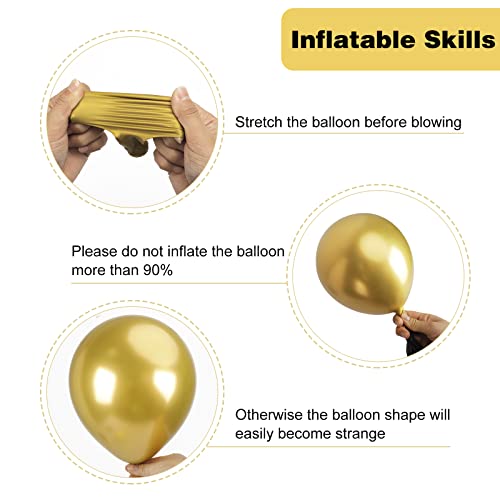 RUBFAC 129pcs Metallic Gold Balloons Latex Balloons Different Sizes 18 12 10 5 Inch Party Balloon Kit for Birthday Party Graduation Baby Shower Wedding Holiday Balloon Decoration