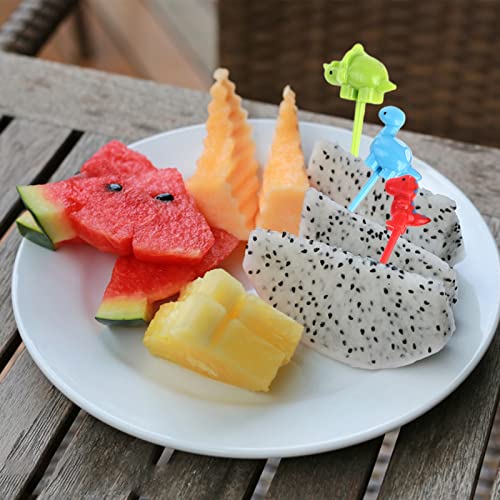 6 Pcs Animal Food Picks for Kids, Fun Bento Picks, Cute Dinosaur Cartoon Animal Fruit Food Toothpicks, Lunch Bento Box Picks for Toddler, Kids Lunch Accessories for School Multicolor