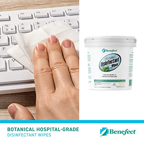 Benefect Botanical Disinfecting Wipes - (250 Wipe Count) Natural, No Residue - Antibacterial Disinfectant, Multi-Surface Cleaning and Sanitizing Wipes