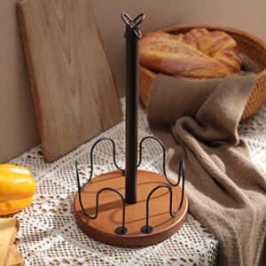 KEGII Paper Towel Holder Countertop - Farmhouse Wood Paper Towel Holder Stand, One-Handed Tear Standing Paper Towel Holders for Kitchen Bars & Dining Tables, Fits Standard & Jumbo Rolls