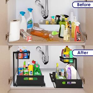 Hillbond Under Sink Organizer Storage 2 Tier Under Sink Shelf Organizer Rack , Multi-purpose Under Sink Storage for Bathroom Kitchen