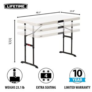 Lifetime 80387 4-Foot Commercial Adjustable Folding Table, Almond