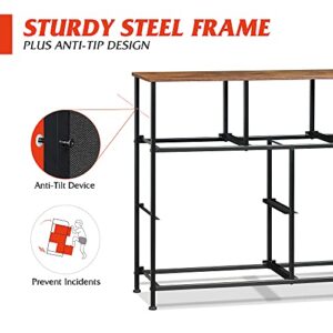 WLIVE Dresser TV Stand, Entertainment Center with Fabric Drawers, Media Console Table for TV up to 45 inch, Chest of Drawers for Bedroom, Living Room, Hallway, Black and Rustic Brown