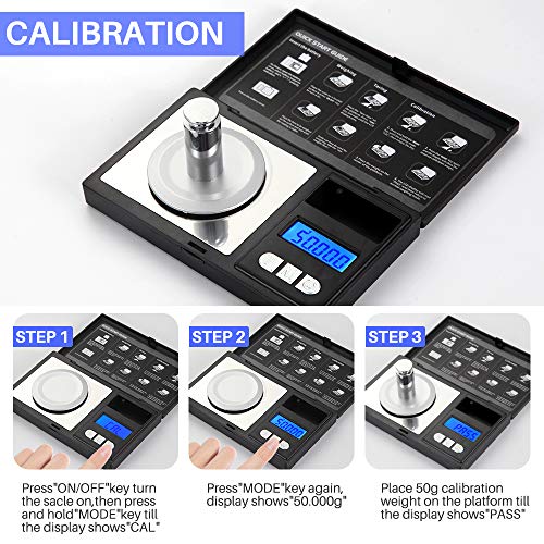 THINKSCALE Milligram Scale, 50g/0.001g Digital Jewelry Scale, Micro Gram Scale for Powder, Medicine, Gold, Gem, Reloading, mg Scale 6 Units, Tare, Cal Weight Included