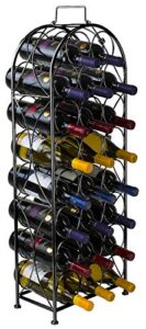 sorbus metal wine rack – bordeaux chateau style wine cellar stand – holds 23 bottles – minimal assembly (black)