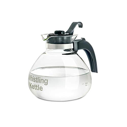 CAFÉ BREW COLLECTION Borosilicate Glass Stove Top Whistling Tea Kettle - Best BPA Free Whistling Tea Kettle - Best Glass Tea Kettle - 12 Cup Stovetop Glass Whistling Tea Kettle by Medelco