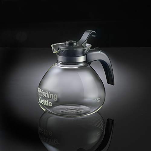 CAFÉ BREW COLLECTION Borosilicate Glass Stove Top Whistling Tea Kettle - Best BPA Free Whistling Tea Kettle - Best Glass Tea Kettle - 12 Cup Stovetop Glass Whistling Tea Kettle by Medelco