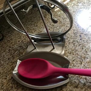 BBDOU Spoon Rest and Pot Lid Holder, Stainless Steel Pan Pot Cover Lid Rack Shelf Stand Holder Spoon Holder Utensil Rest Stove Organizer Storage Soup Spoon Rests Kitchen Tool
