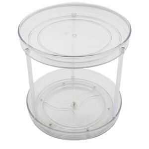 2 tier lazy susan organizer, raised edge swivel organizer for spices, condiments, round clear turntable organizer for cabinets, countertops, bathroom, refrigerator, dining room organizer,9.5 inches
