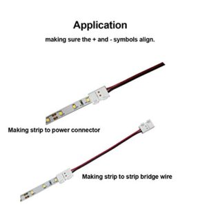 Biantie La 3528 2835 2 Pin 8mm LED Strip Connector Unwired Clips - DIY Strip to Wire Quick Solderless Connection for 12v 24v Single Color Led Strip Lights (Pack of 10)