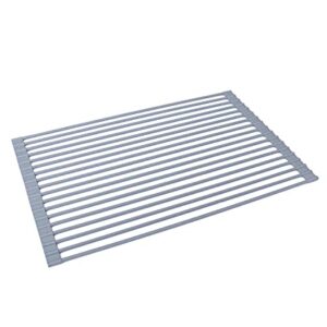 Tiilan Roll Up Dish Drying Rack Over The Sink, Dish Drainer, Heat Resistant Trivet Mat for Kitchen - Full Silicone Coating - Warm Gray, 20.5" x 13"