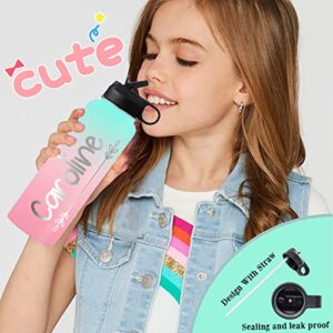 YESCUSTOM Personalized Water Bottle with Straw,Gradient Custom Insulated Stainless Steel Sports Water Bottle with Name or Text-Double Wall Vacuum Insulated Gift Cup for Kids Women Men-20 Fonts