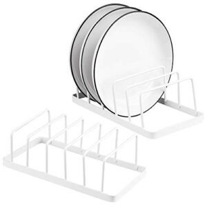 [2 pack] dish plate storage drainboard, tomorotec pot lid holder dish rack plate drying drainer stand cabinet organizer for kitchen