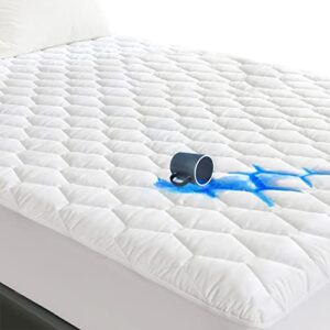 grt full size quilted fitted mattress pad, 100% waterproof breathable mattress protector, noiseless hollow cotton mattress topper, fits up to 18″ deep, dust proof