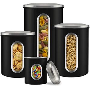 canister sets for kitchen counter – matte black kitchen decor and accessories – sugar containers for countertop – flour sugar canister set – sugar jars for kitchen – kitchen canisters set of 4