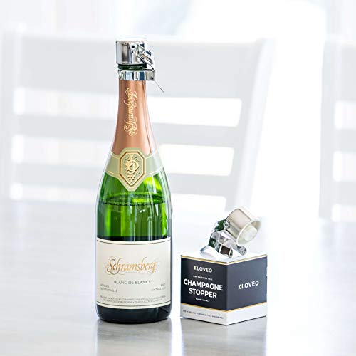 Champagne Stoppers by KLOVEO - Patented Seal (No Pressure Pump Needed) Made in Italy - Professional Grade WAF Champagne Bottle Stopper - Prosecco, Cava, and Sparkling Wine Stopper