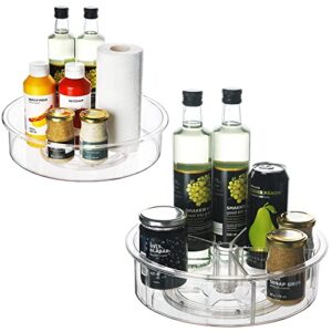 vacane 2 pack plastic lazy susan 13″&10″, round turntable organizer storage container with raised edge, spice rack rotating kitchen spinning organizer for bathroom countertop pantry refrigerator