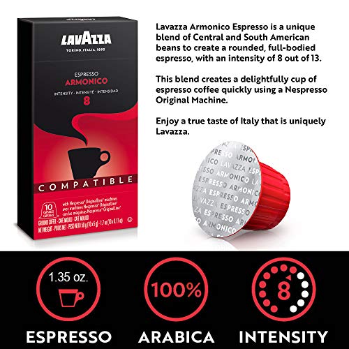 Lavazza Espresso "Armonico" - Harmonic Coffee Nespresso Compatible 100 Capsules Pack